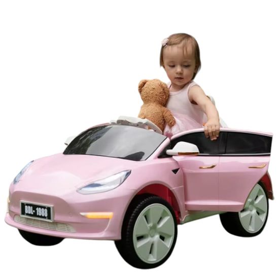 صورة سيارة اطفال تسلا 12 فولت بعدة الوان - زهري